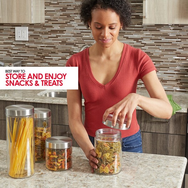 Hds Trading 4 Piece Canister Set with Stainless Steel Lids - ZOR95964