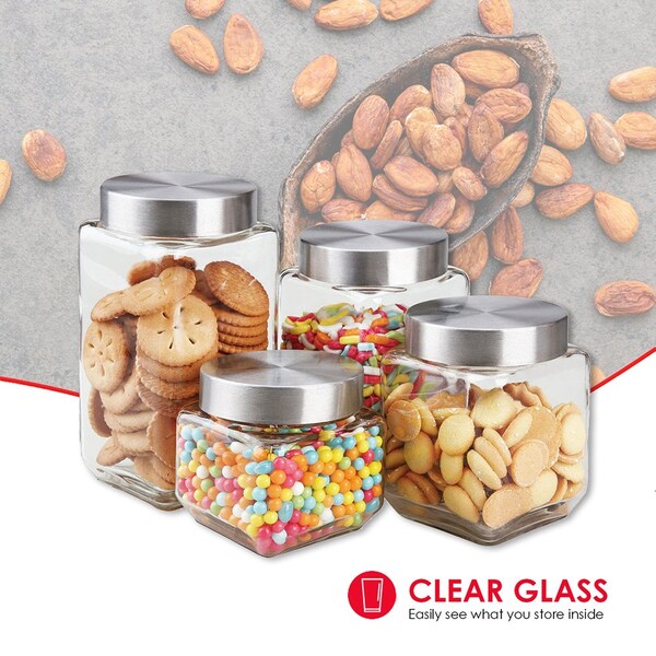 Hds Trading 4 Piece Canister Set with Stainless Steel Lids - ZOR95964