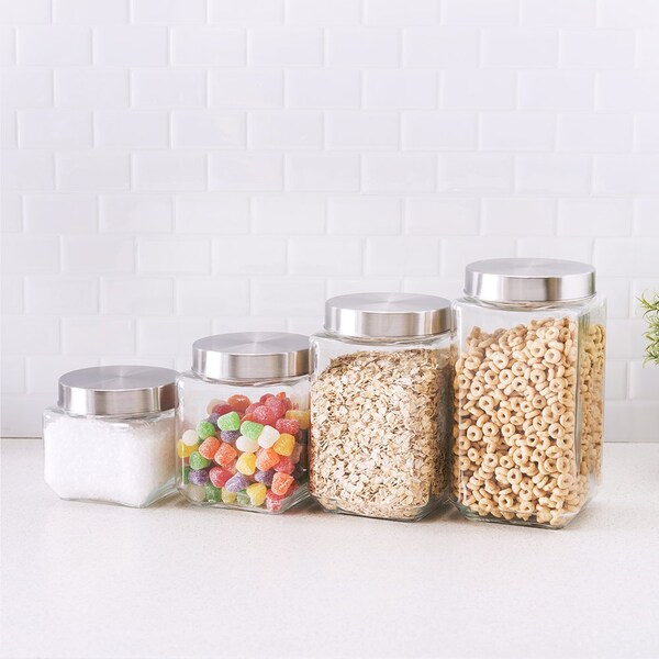 Hds Trading 4 Piece Canister Set with Stainless Steel Lids - ZOR95964