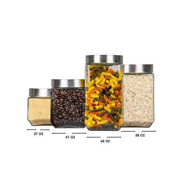 Hds Trading 4 Piece Canister Set with Stainless Steel Lids - ZOR95964