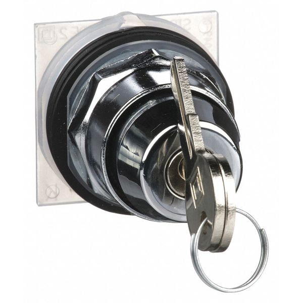 Schneider Electric Selector Switch no iluminado, 30mm, 3 posiciones, con llave - 9001KS43K10