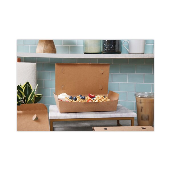 Pactiv Evergreen EarthChoice Tamper Evident OneBox Paper Box, 9 x 4.85 x 2, Kraft, 100PK - NOB02KECTE