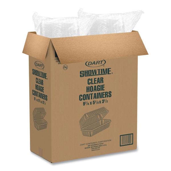 Dart Showtime Clr Hinged Container, 29.9oz, 5.1w x 9.9d x 3.5h, Plas, PK200 - C99HT1