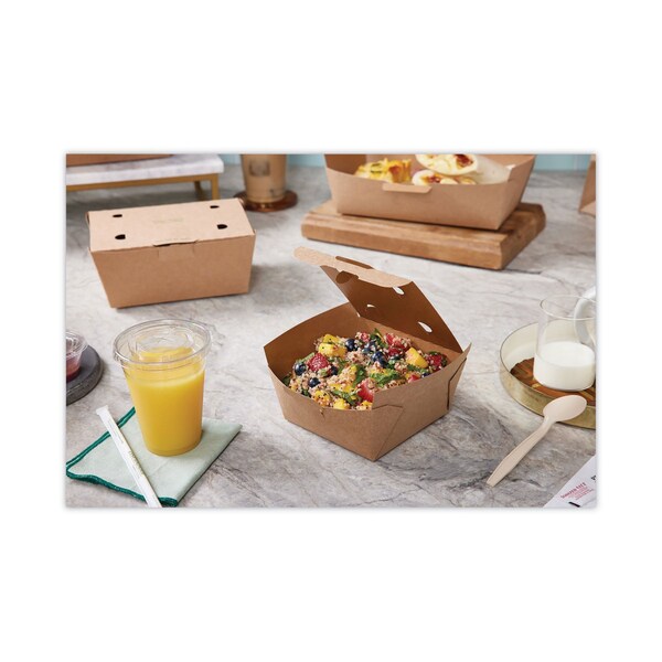 Pactiv Evergreen EarthChoice Tamper Evident OneBox Paper Box, 4.5 x 4.5 x 2.5, Kraft, PK312, 312PK - NOB01KECTE