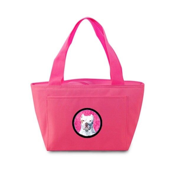 Carolines Treasures 15 x 7 in. Pit Bull Zippered Insulated School Washable and Stylish Lunch Bag Cooler- Pink - SC9130PK-8808