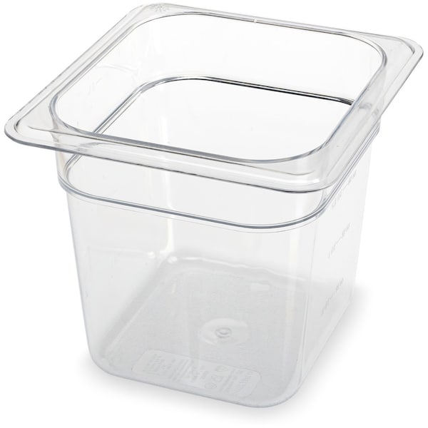 Carlisle Foodservice StorPlus Polycarbonate Food Pan, 2.5 qt, 6.38 x 6.75 x 6, Clear, Plastic - 3068507