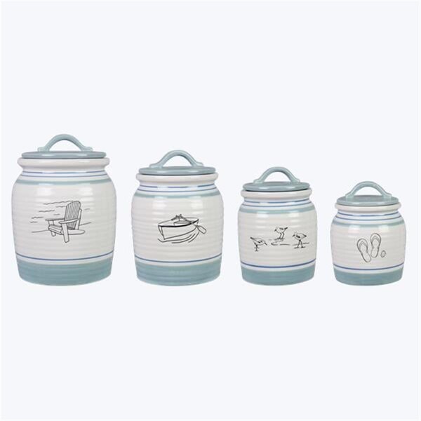Youngs 9.5 in. Ceramic Lake Cabin Canister, 4 Piece Per Set - 21950