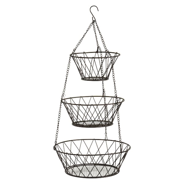 Blue Donuts Heavy Duty - 3 Tier Hanging Kitchen Bronze Fruit Basket - BD3462528