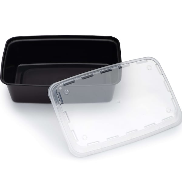 Cubeware Cubeware 38 oz. Rectangular Black & Clear Vented Lid, PK150 - CR-937B-VL