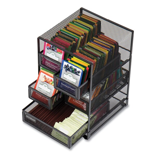 Mind Reader Network Collection 5-Compartment Tea Countertop Organizer, 6.75 x 7 x 10, Black - MMTDR5-BLK