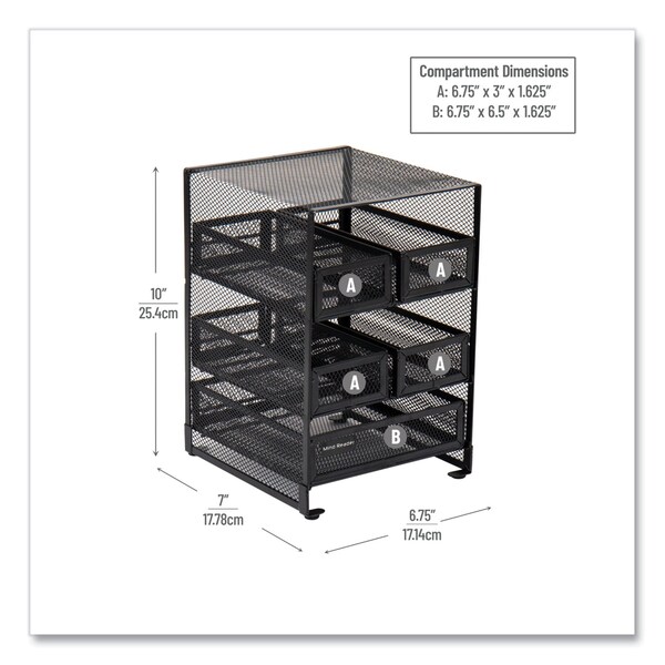 Mind Reader Network Collection 5-Compartment Tea Countertop Organizer, 6.75 x 7 x 10, Black - MMTDR5-BLK