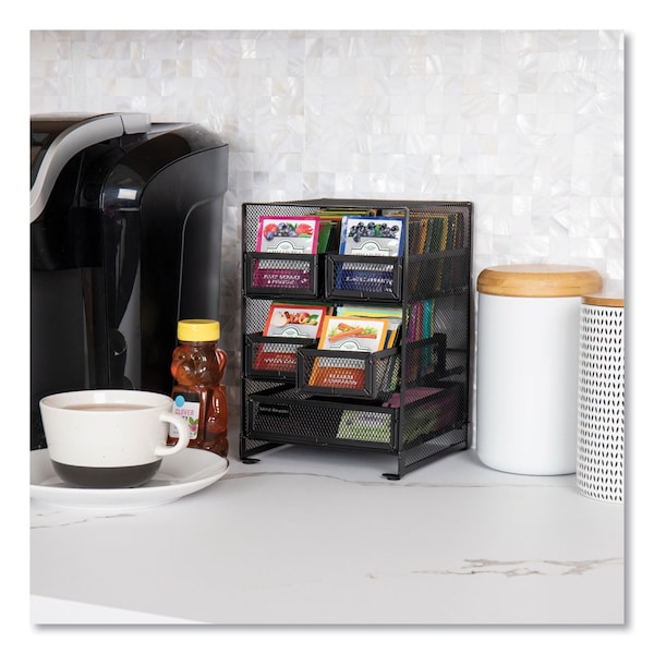 Mind Reader Network Collection 5-Compartment Tea Countertop Organizer, 6.75 x 7 x 10, Black - MMTDR5-BLK