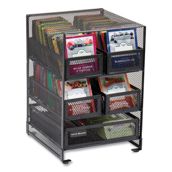 Mind Reader Network Collection 5-Compartment Tea Countertop Organizer, 6.75 x 7 x 10, Black - MMTDR5-BLK