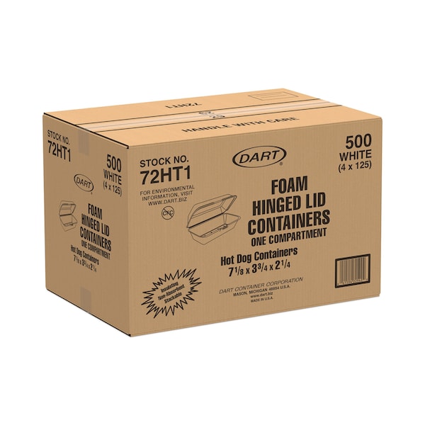 Dart Foam Hot Dog Container, 7-1/1 x3-4, PK500 - DCC 72HT1