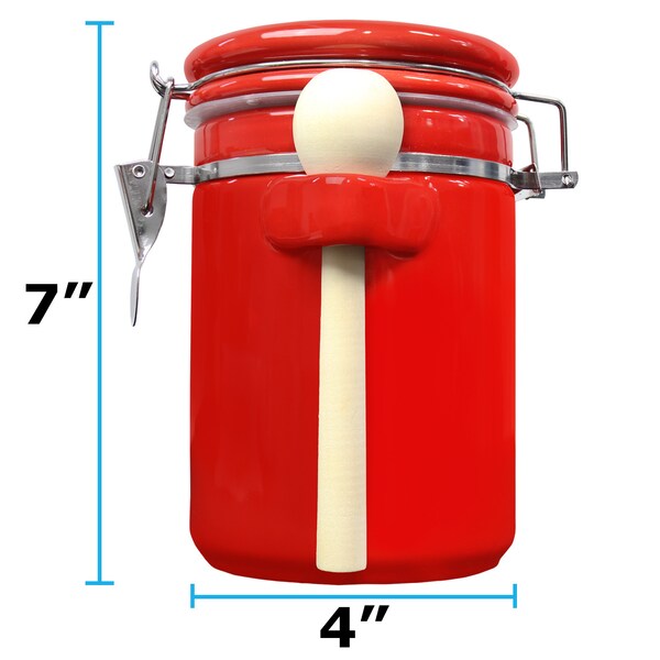 Blue Donuts 40oz Ceramic Airtight Food Storage Kitchen Canister with Spoon, Red - BD3928766