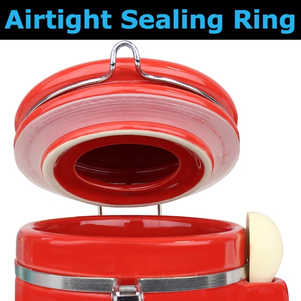 Blue Donuts 40oz Ceramic Airtight Food Storage Kitchen Canister with Spoon, Red - BD3928766