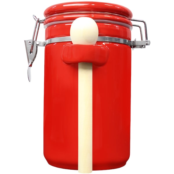 Blue Donuts 40oz Ceramic Airtight Food Storage Kitchen Canister with Spoon, Red - BD3928766