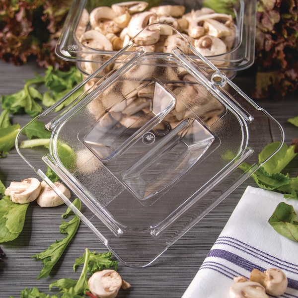 Carlisle Foodservice StorPlus Polycarbonate Handled Universal Lid, 6.31 x 6.88 x 0.88, Clear, Plastic - 10310U07