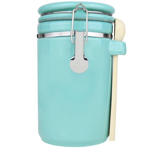 Blue Donuts 45oz Ceramic Airtight Food Storage Canister with Spoon, Turquoise - BD3928646