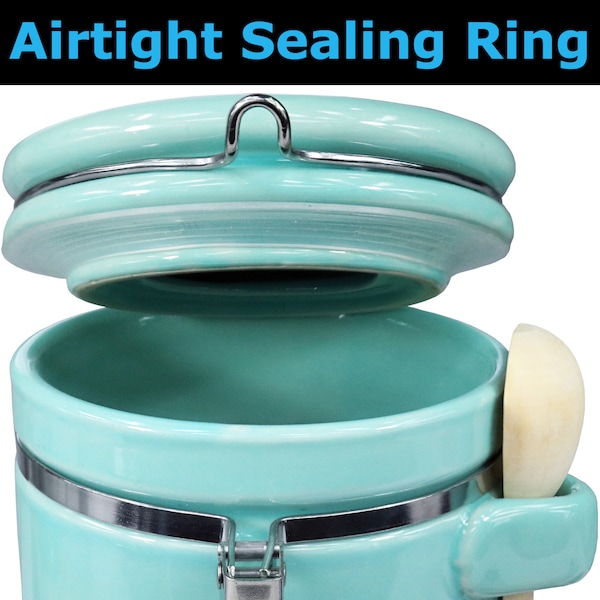 Blue Donuts 45oz Ceramic Airtight Food Storage Canister with Spoon, Turquoise - BD3928646