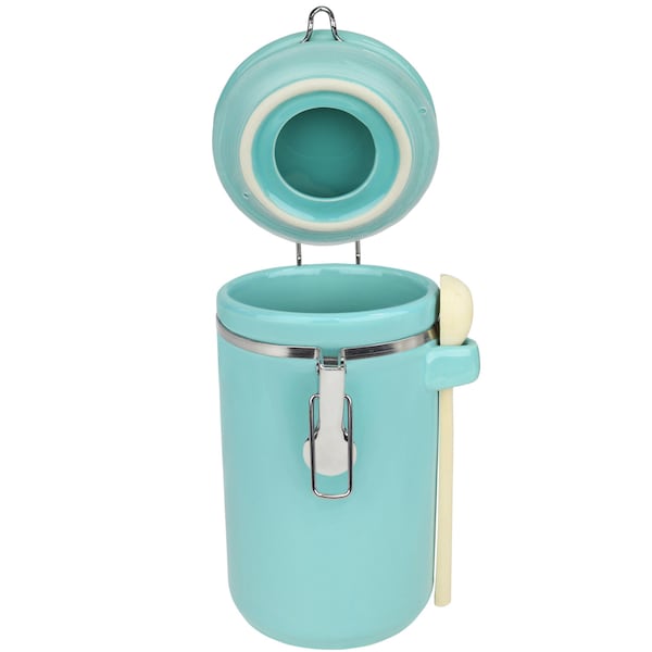 Blue Donuts 45oz Ceramic Airtight Food Storage Canister with Spoon, Turquoise - BD3928646