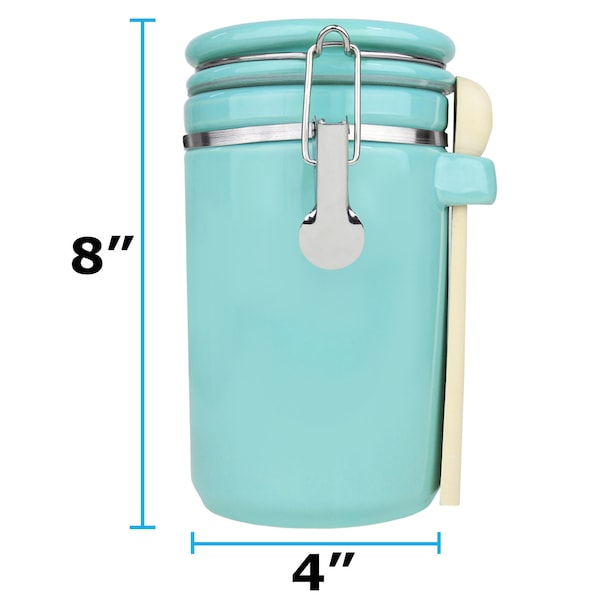 Blue Donuts 45oz Ceramic Airtight Food Storage Canister with Spoon, Turquoise - BD3928646