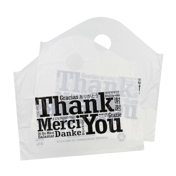 Amercareroyal Royal 19"x18"x9.5" 1 Mil Multilingual Wave Top Handled Bag, PK500 - RPWB1918HD