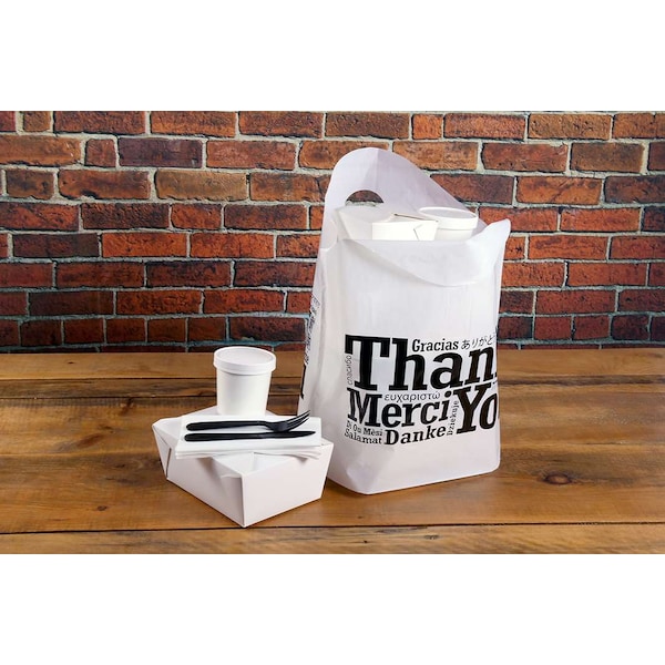 Amercareroyal Royal 19"x18"x9.5" 1 Mil Multilingual Wave Top Handled Bag, PK500 - RPWB1918HD