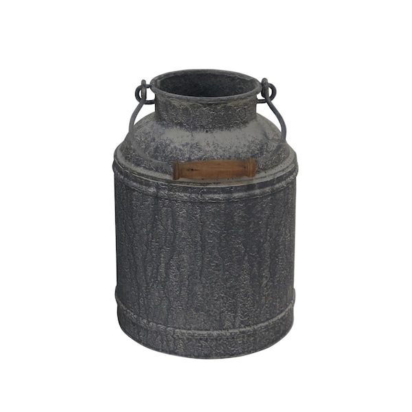 Cheungs 2 lbs Galvanized Metal Milk Jug Decor with Folding Handle - Distressed Washed Finish - 5031S