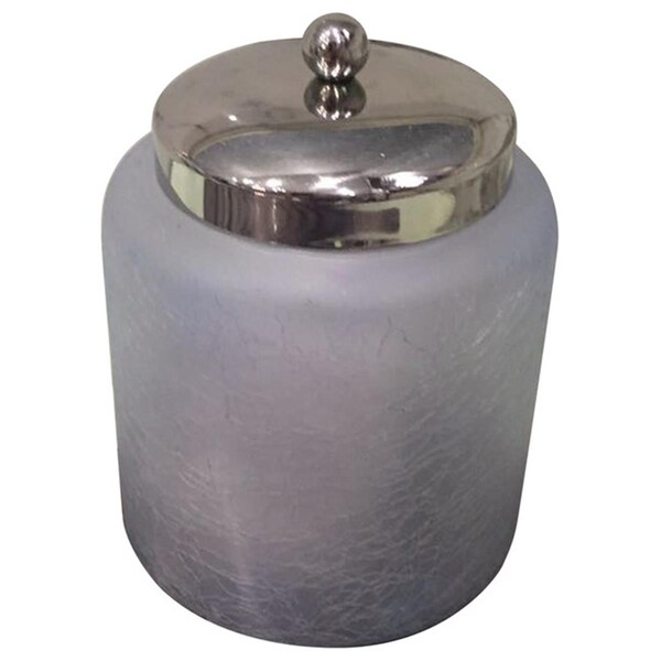 Nu Steel Frosted Aqua Crackle Glass Canister - Small - GC-5408-S