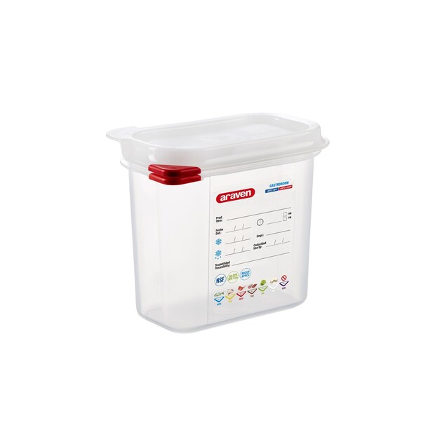 Araven AIRTIGHT  CONTAINER POLYPROPYLENE GN1/9, 1.6qt TRANSPARENT, 6 7/8" X 4 1/4" X 6" - 03022