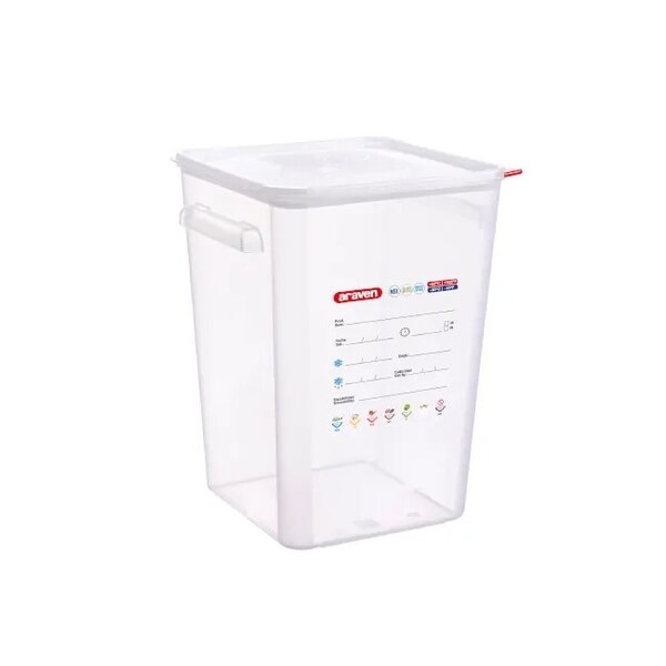 Araven Polypropylene Airtight Square Container, 23QT, 6PK - 11857