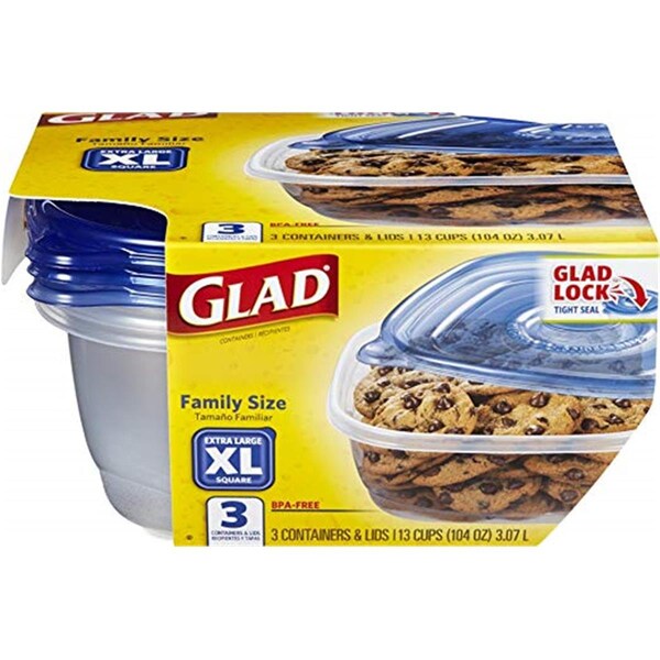 Clorox 104 oz Gladware Square Family Size Food Storage Containers, 3PK - CLO70530