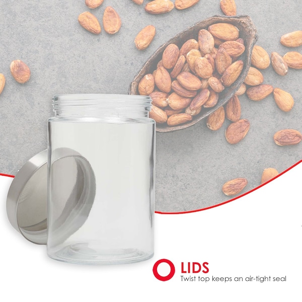 Home Basics Home Basics Medium 40 oz. Round Glass Canister with Air-Tight Stainless Steel Twist Top Lid, Clear - ZOR96118
