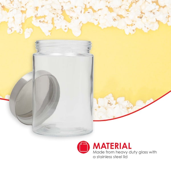 Home Basics Home Basics Medium 40 oz. Round Glass Canister with Air-Tight Stainless Steel Twist Top Lid, Clear - ZOR96118