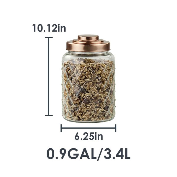 Home Basics Home Basics Medium 3.4 Lt Textured Glass Jar with Gleaming Air-Tight Copper Top - ZOR96125