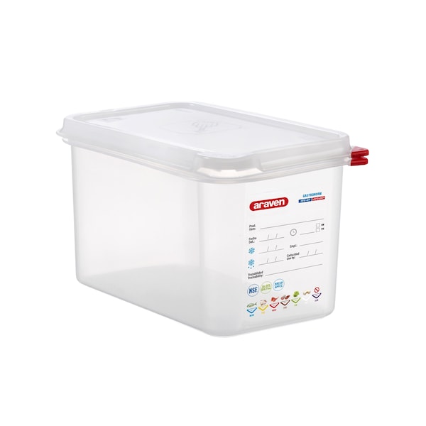 Araven AIRTIGHT CONTAINER POLYPROPYLENE GN1/4, 4.5qt  TRANSPARENT, 10 3/8" X 6 3/8" X 6" - 03028
