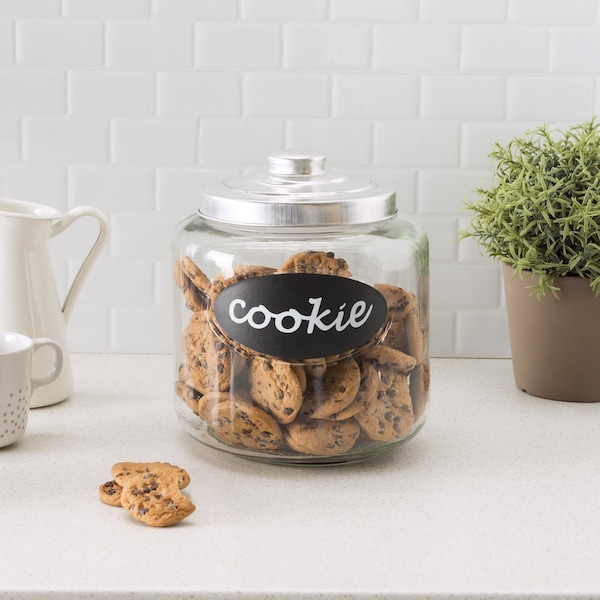 Hds Trading Large Glass Cookie Jar with Metal Top - ZOR96067