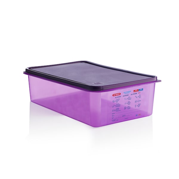Araven ALLERGEN AIRTIGHT CONTAINER GN1/2, 21, 6qt PURPLE, 20 7/8" X 12 3/4" X 6" - 61397