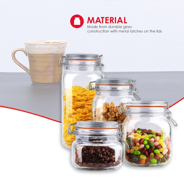 Home Basics 4 Piece Glass Canister Set, Clear - CS01370