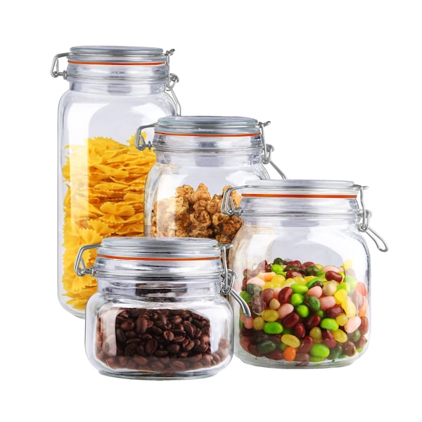 Home Basics 4 Piece Glass Canister Set, Clear - CS01370