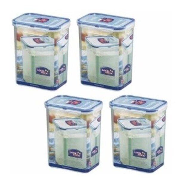 Lock & Lock Lock & Lock HPL813S4 Easy Essentials Pantry 7.6-Cup Rectangular Food Storage Container; Clear - Set of 4 - HPL813S4