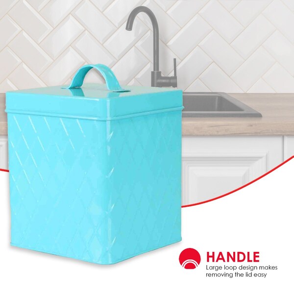 Home Basics Home Basics Large Tin Canister, Turquoise - ZOR96279