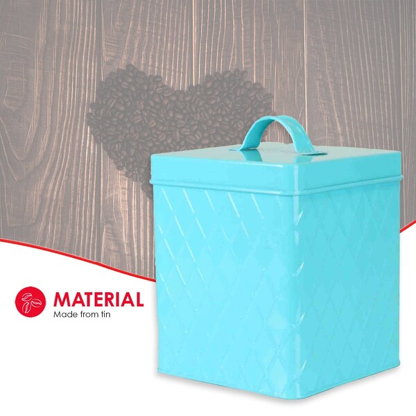 Home Basics Home Basics Large Tin Canister, Turquoise - ZOR96279