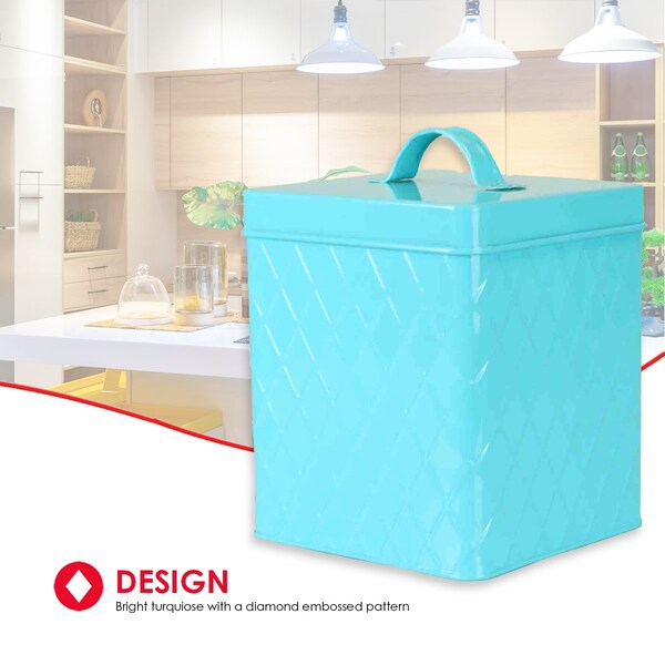 Home Basics Home Basics Large Tin Canister, Turquoise - ZOR96279