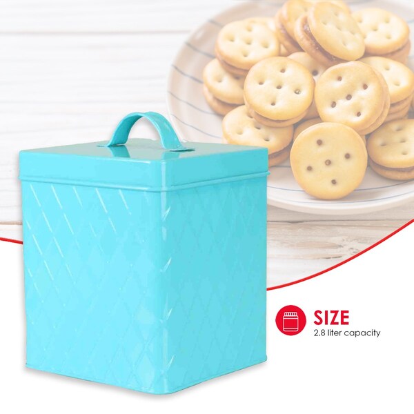 Home Basics Home Basics Large Tin Canister, Turquoise - ZOR96279