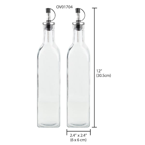 Home Basics Leak Proof Easy Pour Oil and Vinegar Bottle, Set of 2, Clear - OV01704