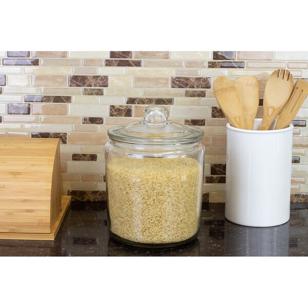Home Basics Home Basics Renaissance Collection Large 4 Lt Glass Jar with Easy Grab Knob Handles, Clear - ZOR96114