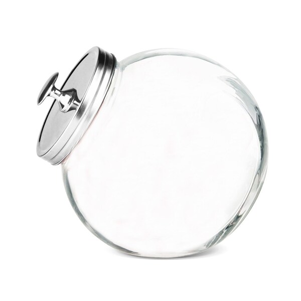 Home Basics Large 91 oz Round Glass Candy Storage Jar with Stainless Steel Top, Clear - GJ01385