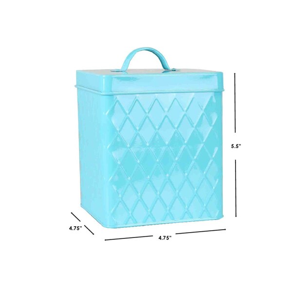 Home Basics Home Basics Trellis Collection Small Tin Canister, Turquoise - ZOR96280